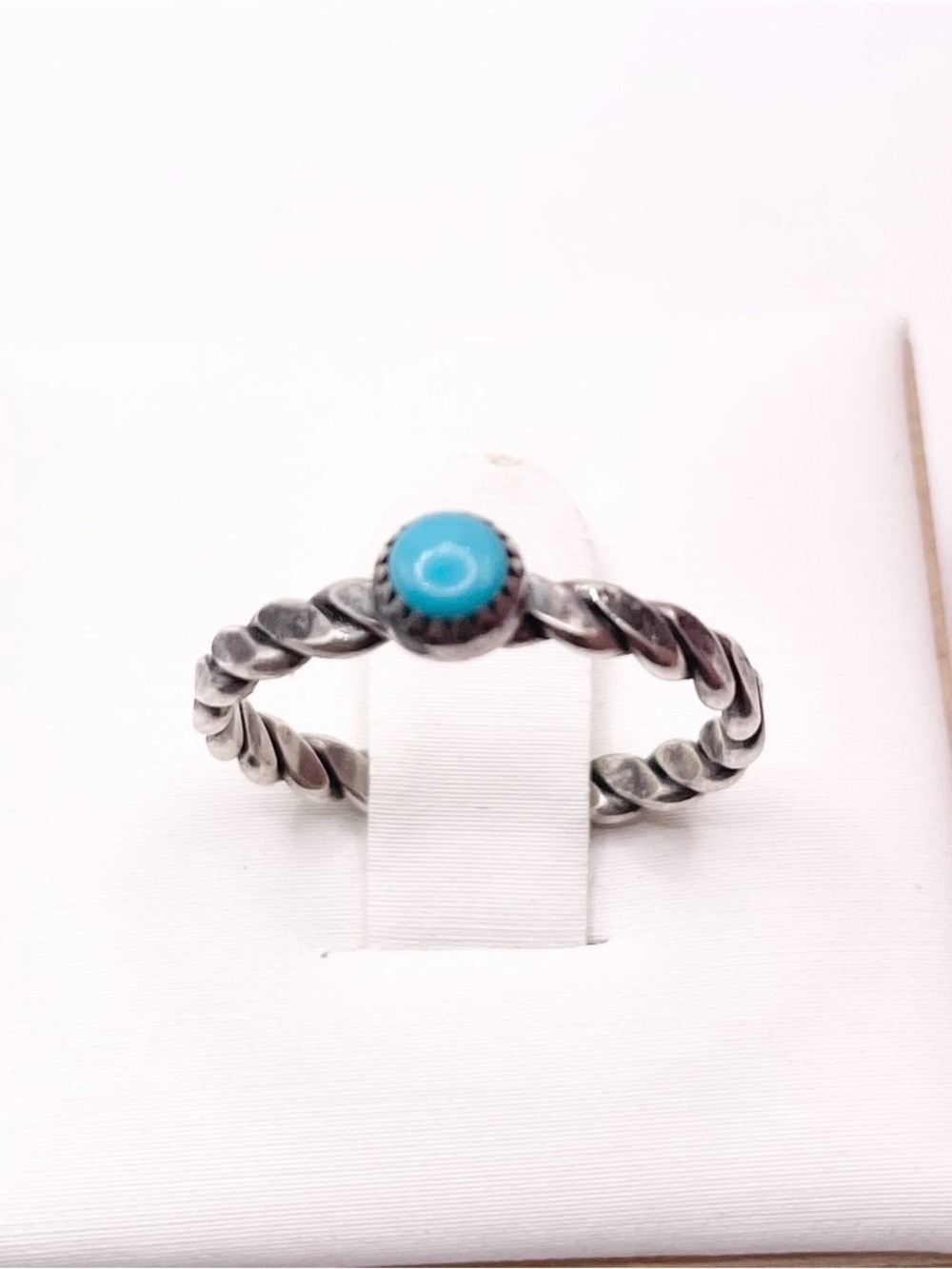 Size 5 Turquoise 925 Sterling Silver Twisted Band Ring - Picture 2 of 7